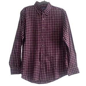 Croft & Barrow Mens Medium Plaid Long Sleeve Button Down Shirt Maroon